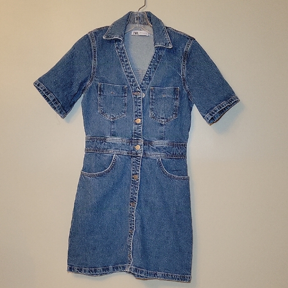 Zara Denim Dress Woman's Short sleeve Sz small NWOT - Picture 1 of 9